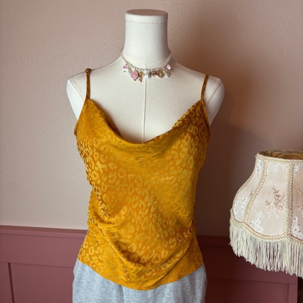 Banana Republic y2k leopard cowl neck cami top sz xs yellow orange